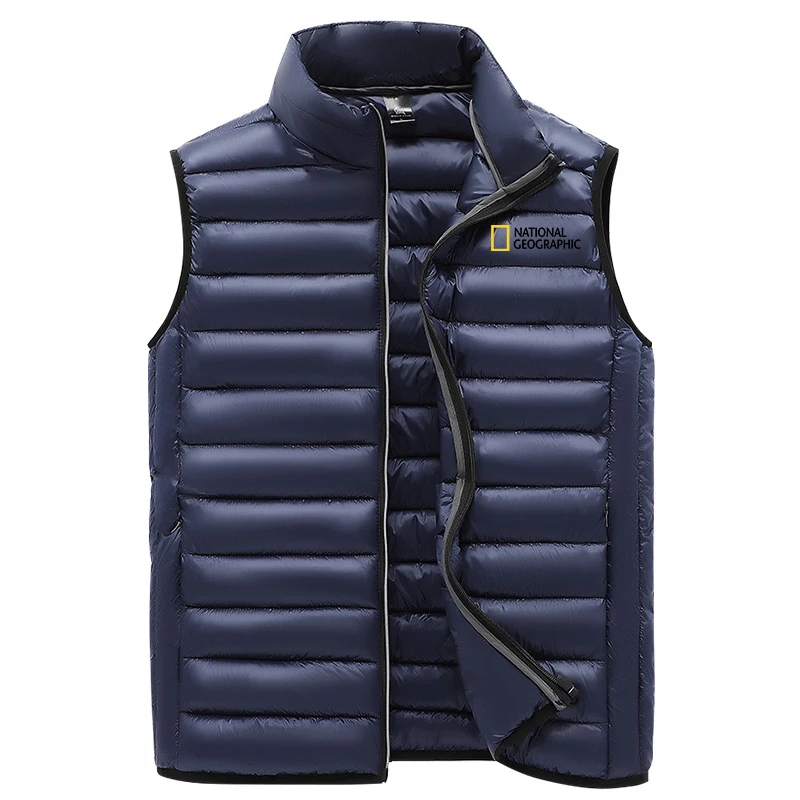 National Geographic brand autumn winter jacket men's stand-up collar vest men's zipper jacket sleeveless casual winter vest black puffer coat