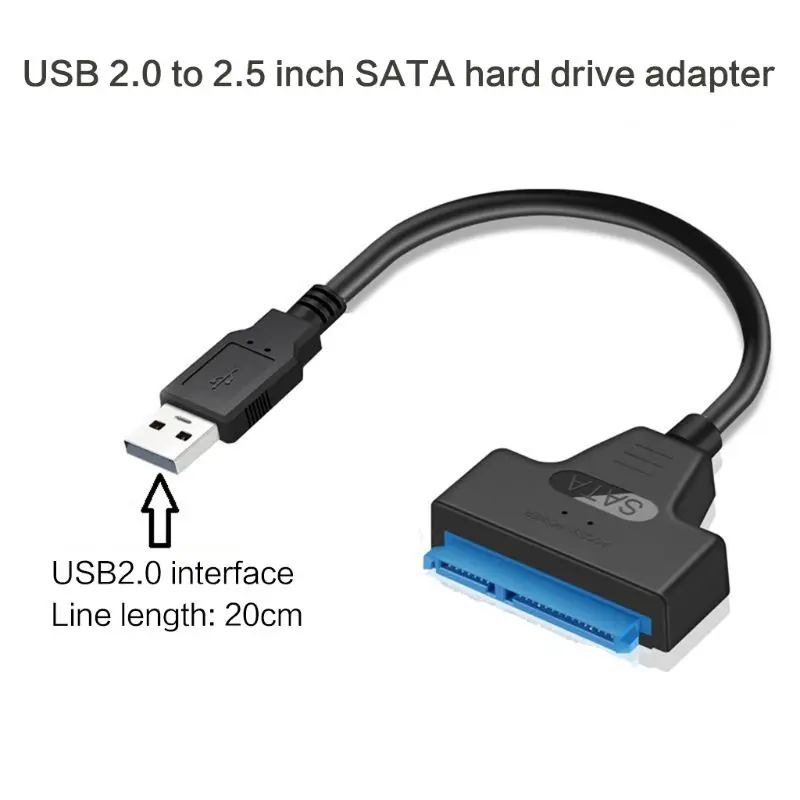 OOTDTY USB 3,0/2,0/type C до 2,5 дюймов SATA жесткий диск адаптер конвертер кабель для 2,5 ''HDD/SSD - Цвет: USB2.0 to SATA