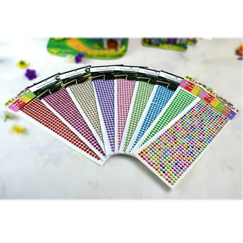 

1 Sheet The new children's cartoon DIY round Artificial Rhinestone paste diamond mobile phone stickers decorative stickers