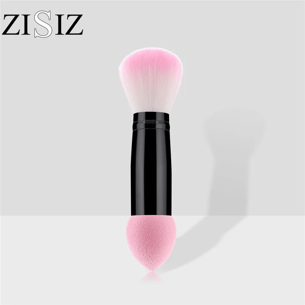 ZISIZ 1 PC Pink Double Head Makeup Brush Foundations Powder Blusher Sculpting Beauty Tools | Красота и здоровье