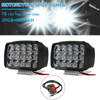 

Durable And Practical 1 Pair 8/12/15/16LED Motorcycle Headlight Spot Light Fog Driving Lamp & Switch