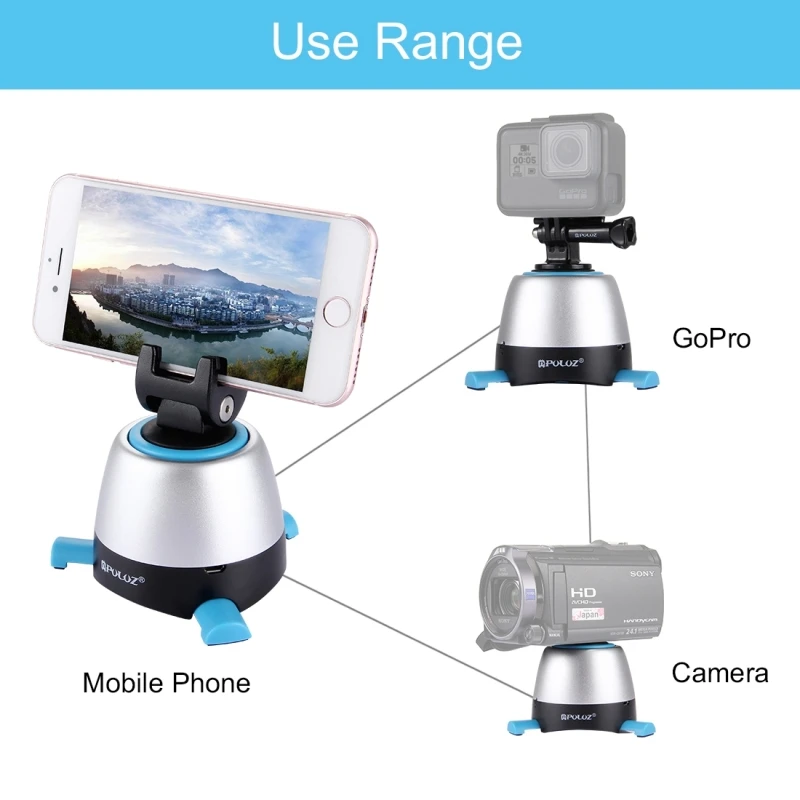 PULUZ электронная панорамная головка с поворотом на 360 градусов с пультом дистанционного управления для смартфонов, GoPro, DSLR камер