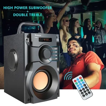 

Wireless Bluetooth Speaker Subwoofer Remote Control Speaker LCD Display Retro Heavy Bass Stereo Speakers Support FM Radio TF