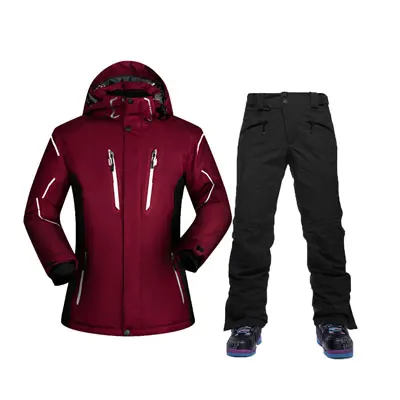 SAENSHING ski suit snow pants+ Ski Jacket Snowboard jacket Waterproof Super Warm Mountain Skiing jacke Snowboarding suit Winter - Цвет: redblack