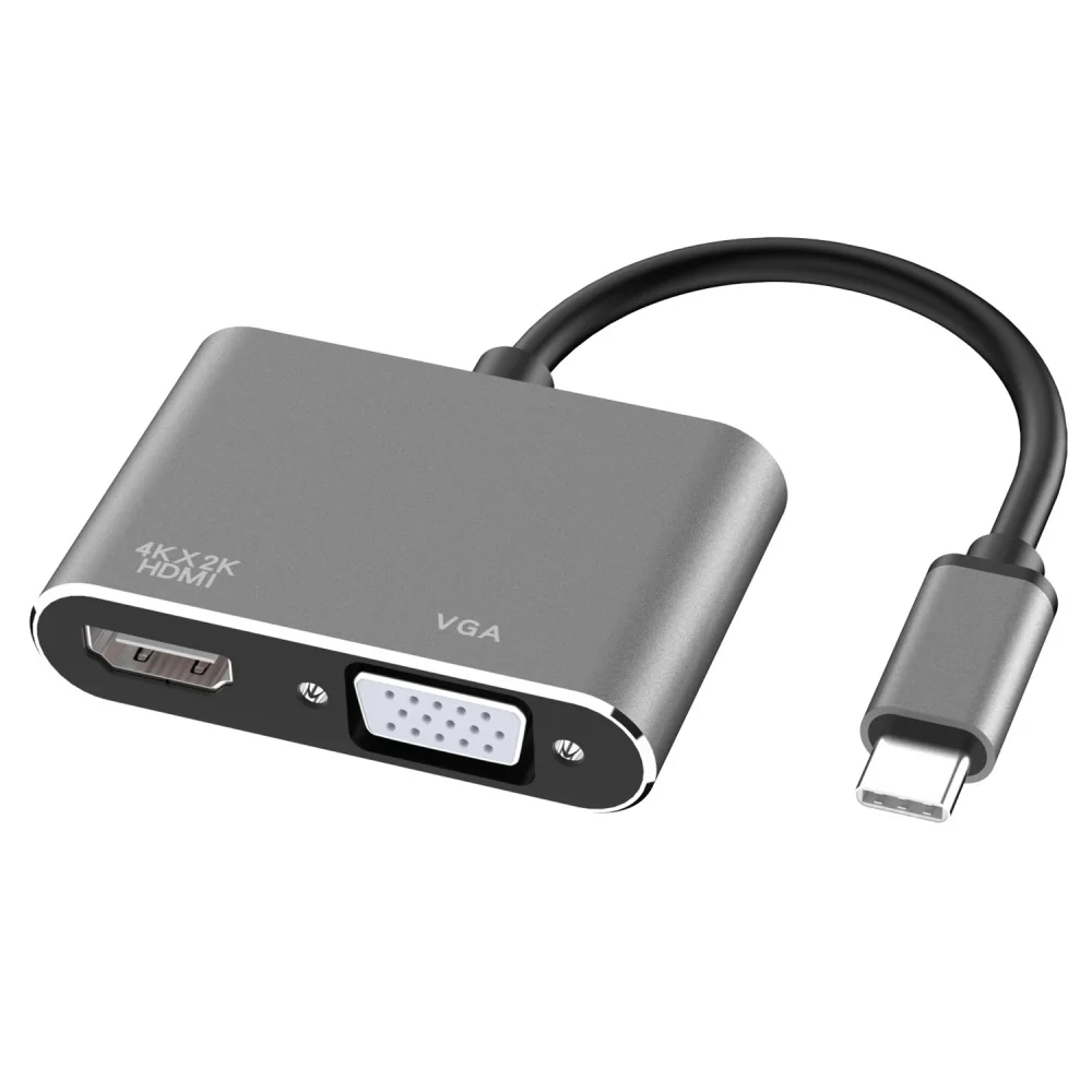 2 в 1 USB C к HDMI VGA адаптер type C к HDMI USB 3,1 концентратор конвертер адаптер type C к VGA Алюминиевый адаптер для Apple Macbook