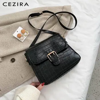 

CEZIRA Retro Satchel Bag PU Leather Handbags For Women Luxury Stone Pattern Flap Bags Female Casual Crossbody Shoulder Bag Purse