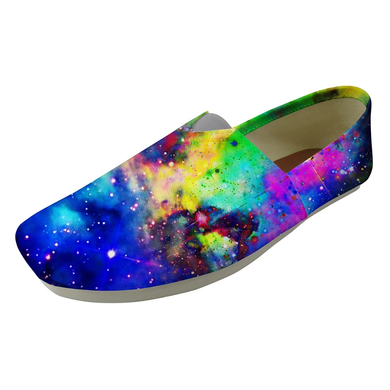 

HYCOOL Mixed Color Universe Galaxy Space Pattern Slacker Shoes for Women Girls Teenager Casual Slip-on Canvas Loafers Flats