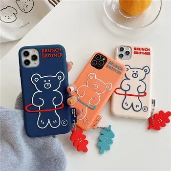 

Cute Cartoon Bear Phone Case For iphone 11 Pro Max SE 2020 7 8 plus X XR XS Max Cover Fashion Silicone Soft Case With Ornaments