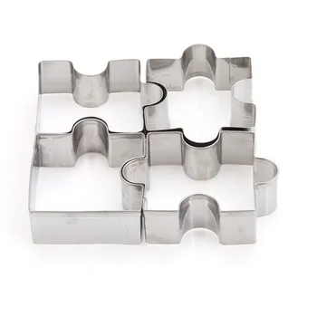 

4pcs/set Tainless Steel Puzzle Piece Cookie Cutter Cake Frame Mold Pastry Biscuit Dessert Fondant Sugar Craft Baking Tools