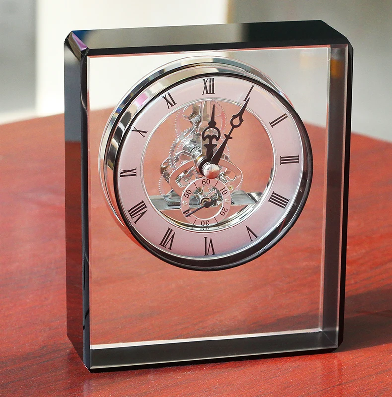 Классические прозрачные стеклянные декоративные настольные часы золотые Роскошные художественные часы