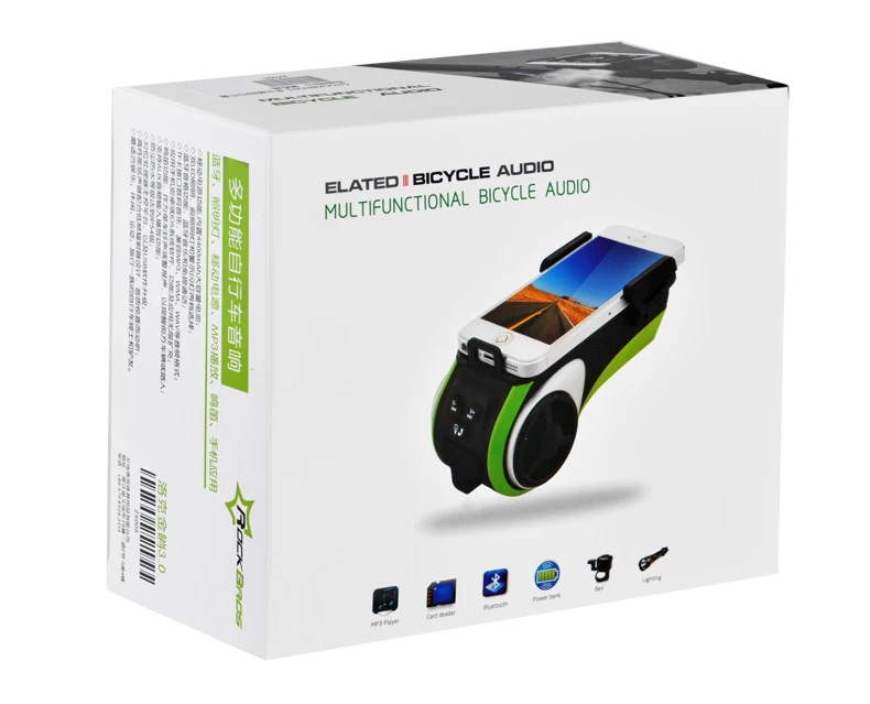 ROCKBROS Bike Bicycle Light Waterproof Phone Holder Bike Headlight Bluetooth Bell Speaker Bikeplayer USB Rechargeable Power Bank