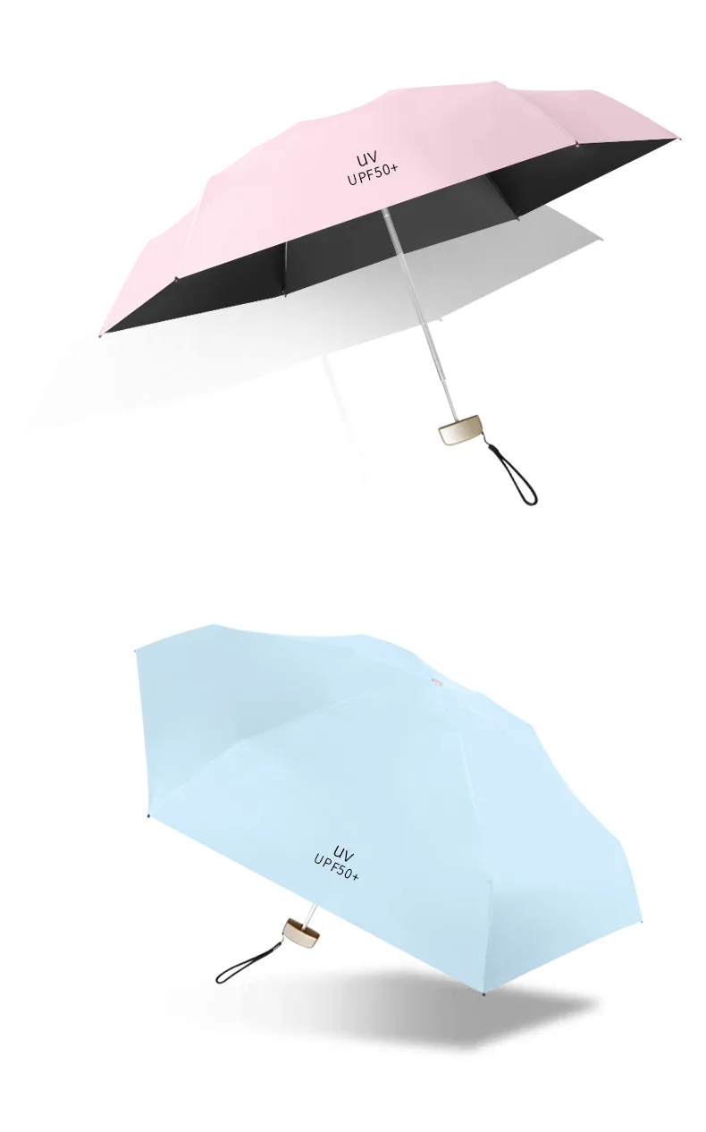 Mini Ultra-Light Five-fold Umbrella UV-Protection Folding Parasol Dual Purpose All-Weather Umbrella Sun-resistant kou dai san Pa