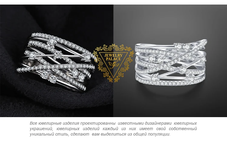 JewelryPalace Роскошные Круглый Кубического Циркония Широкая Полоса Коктейль Кольцо Для Женщин Подлинная Стерлингового Серебра 925 Свадебные Украшения Подарок