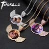 TOPGRILLZ-Photo personnalisée en or, collier et pendentif avec ailes, médaillon de 4mm, chaîne de Tennis, Zircon cubique, bijoux Hip hop pour hommes ► Photo 1/6