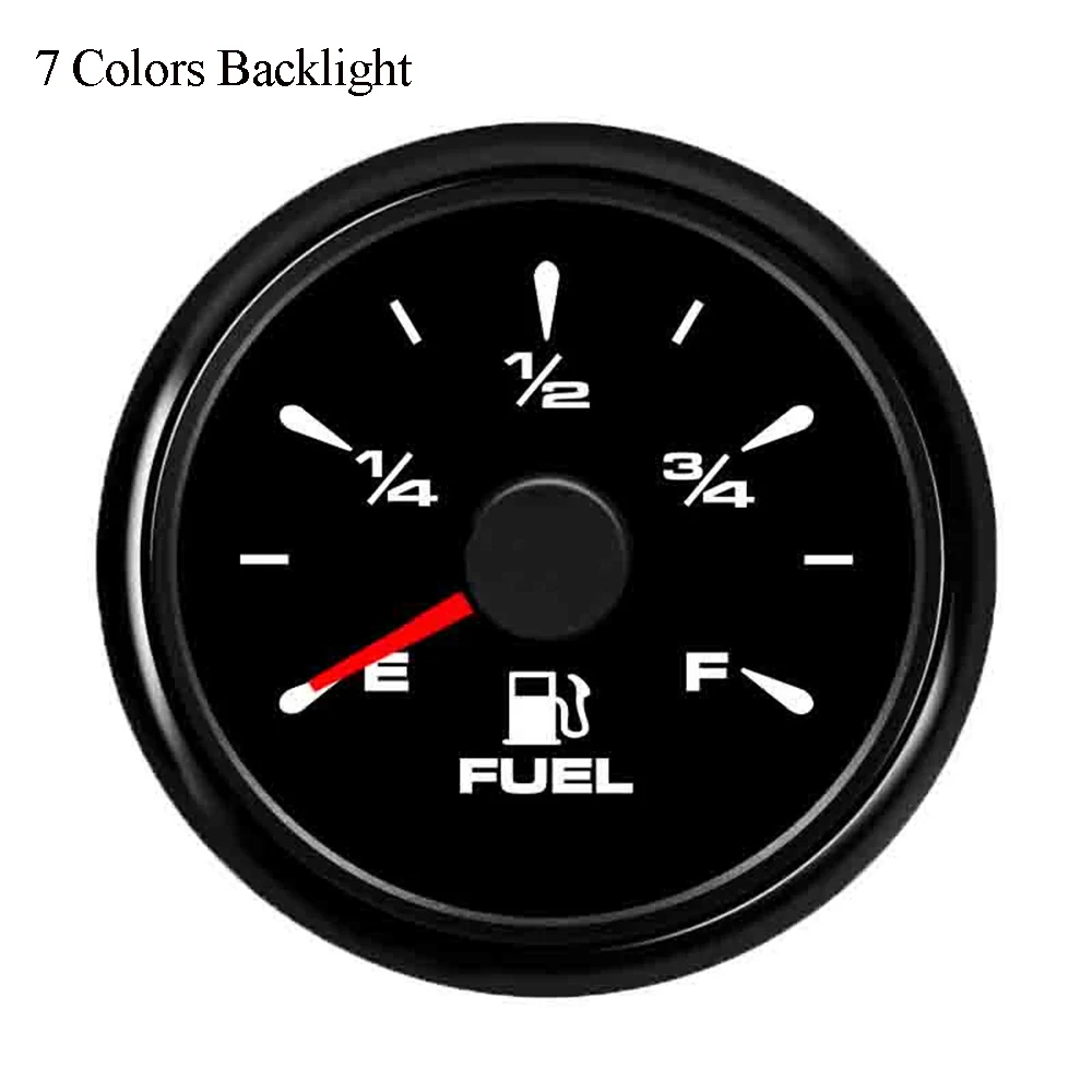 Водонепроницаемый 52 мм датчик уровня топлива 0~ 190ohm/240-33ohm автомобильный лодочный индикатор уровня топлива с подсветкой 9~ 32V - Цвет: Black 3-4 Gauge