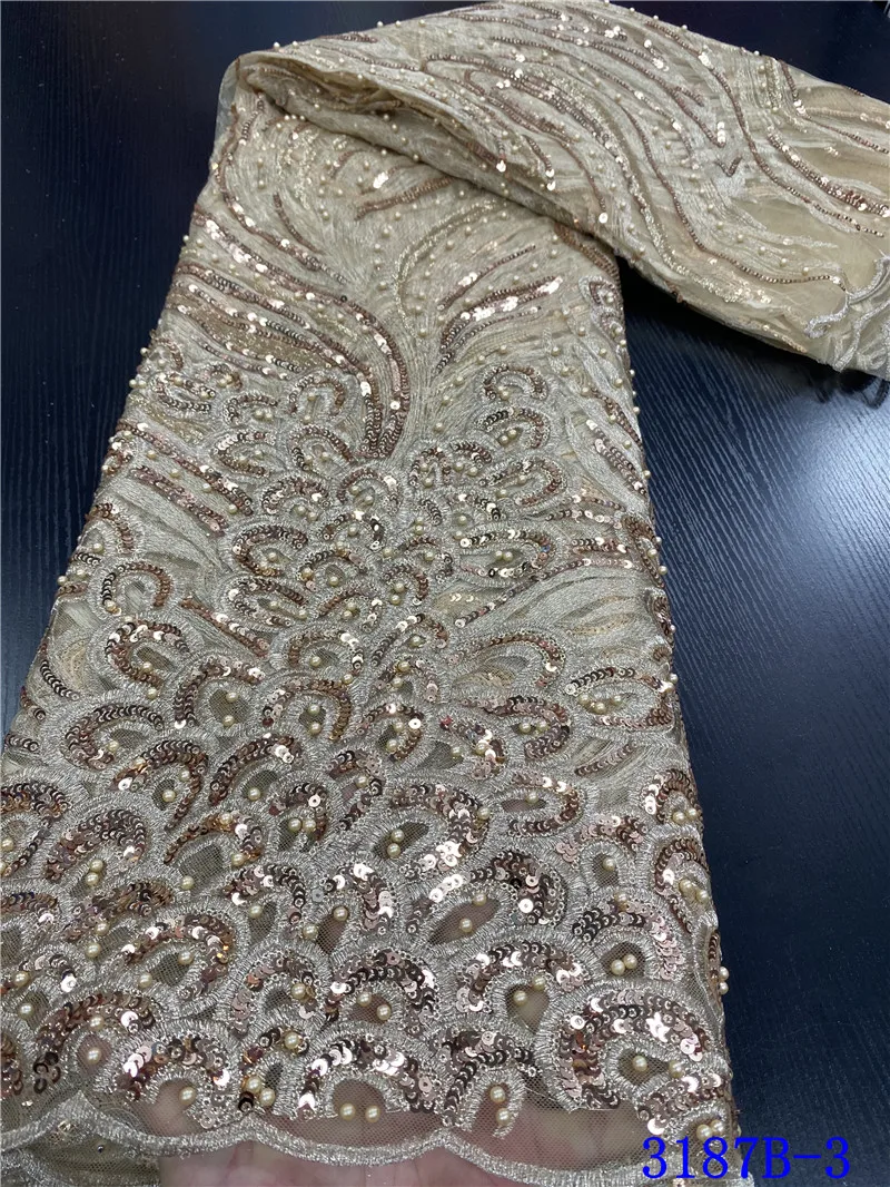 

NIAI Latest African Lace 2020 High Quality Nigerian French Tulle Lace Fabric Embroidery for Women Dress XY3187B-2