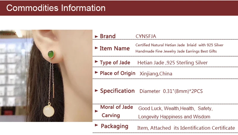 CYNSFJA Реал Certified(Hetian) нефрита Jade Jasper 925 пробы Серебряное кольцо ювелирные украшения зеленого нефрита серьги высокое качество лучшие подарки