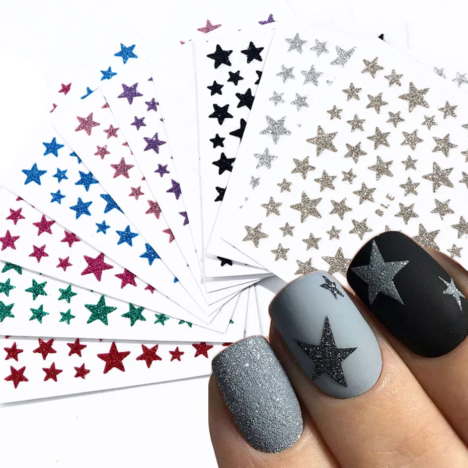 1 шт 3D слайдер для ногтей, наклейки со звездами, блестящая наклейка для украшения, переводная наклейка для рукоделия, цветные кончики для маникюра, JINC132
