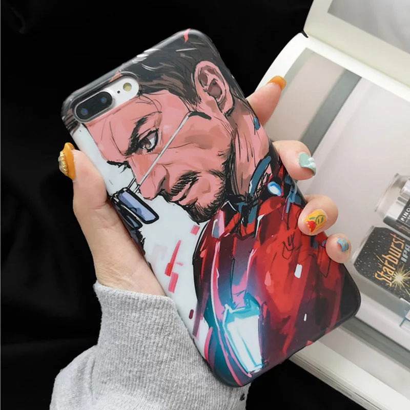 

Iron Man Tony Stark Case for Coque iPhone 6 6s 6plus 7 8 Plus Cases Thanos IMD TPU Silicone for iPhone X XS MAX XR back Cover