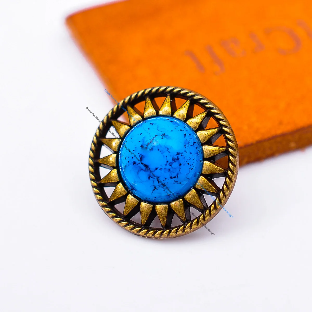 Круглые Металлические бусины из латуни и бирюзы 18 мм | Украшения аксессуары