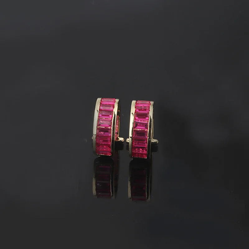 red-gold OMYFUN серьги-каффы без пирсинга, Разноцветные серьги с кристаллами красного, синего, зеленого, фиолетового цветов, женские серьги, модные ювелирные изделия E108 - Окраска металла: red-gold