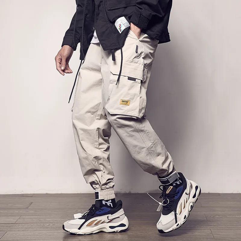 Idopy модные мужские брюки-карго, облегающие брюки в городском стиле в стиле хип-хоп, Лоскутные Брюки с карманами, штаны для бега с манжетами для мужчин
