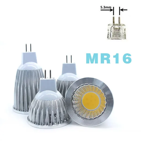 MR16 DC 12V Светодиодный прожектор E27 E14 GU10 GU5.3 AC85-265V/MR16 12V Высокая яркость COB 5W белый/теплый белый свет лампы - Испускаемый цвет: MR16 DC 12V