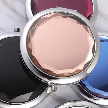 

4Pcs Round Double Sides Folding Make up Compact Mirrors Creative Metal Crystal Makeup Mirro Portable Mirror