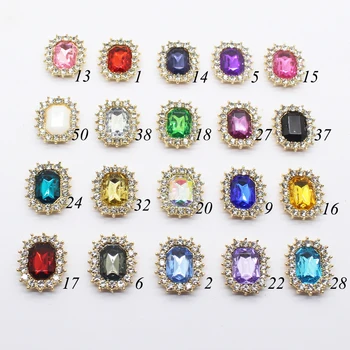 

New 10pcs/lot22*18mm alloy rectangular mixed color buttons diy wedding flower crafts wholesale sales