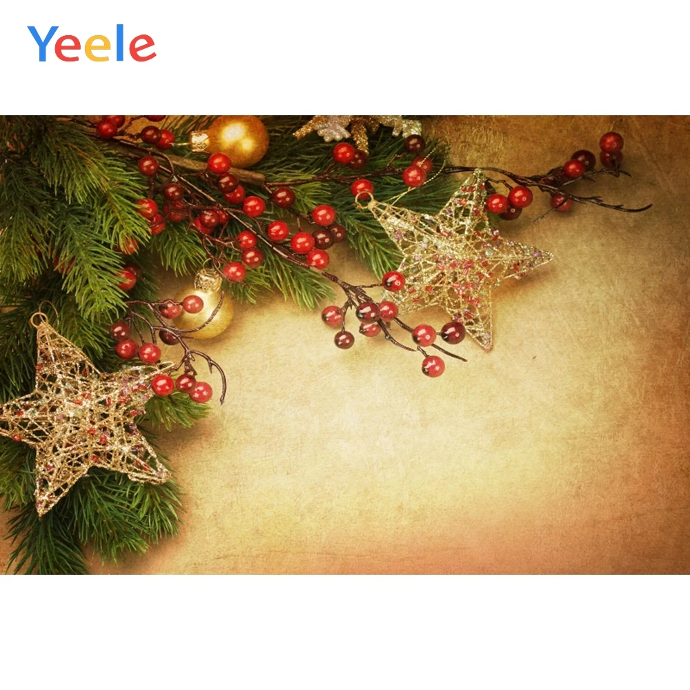 

Yeele Christmas Photocall Pine Balls Stars Retro Photography Backdrops Personalized Photographic Backgrounds For Photo Studio