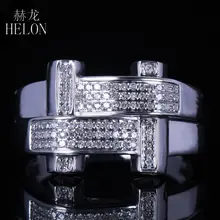 HELON, новинка, для мужчин, s, одноцветное, 10 к, белое золото, 0.3ct, Кольцо C настоящим бриллиантом, для помолвки, модное, проложено, натуральные бриллианты, юбилей, мужское кольцо