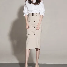 Профессиональная женская юбка, осень, Женская юбка, новинка, оснастка, высокая талия, длинная юбка