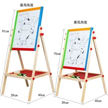 Детская Двусторонняя Регулируемая доска для рисования с цветным деревянным покрытием изобразительное искусство-в-черный/белый доска