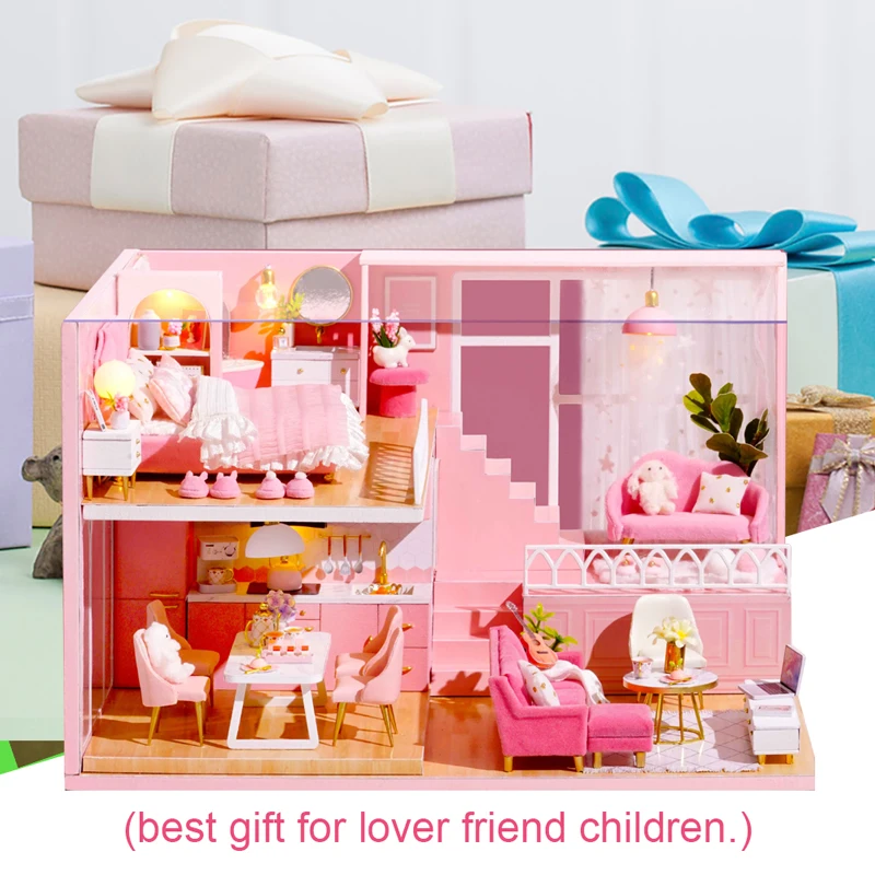 Cutebee DIY кукольный домик деревянные кукольные домики миниатюрный кукольный домик мебель набор игрушек для детей год рождественский подарок Casa L30