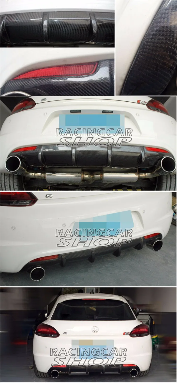 Карбоновый задний бампер для губ, рассеиватель, пригодный для VW Scirocco R Bumper 2009- V031