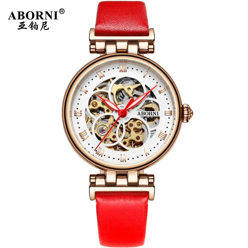 2021 Mechanical Watch Women Bracelet Watch Automatic Wristwatch Leather Stainless Steel Band Female Clock Chic Reloj Mujer 