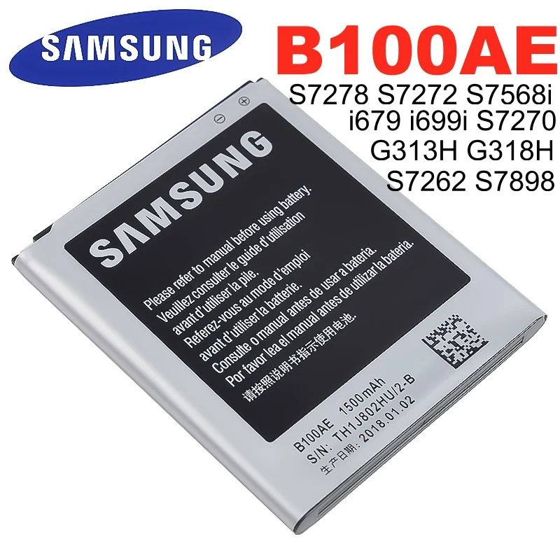 Оригинальный Samsung батарея для Galaxy Ace 3 4 S7568i S7278 i679 S7270 S7262 i699i S7898 S7272 G313H G318h B100AE