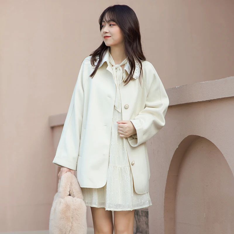 

MISHOW 2020 Winter Wool Coats For Women Solid Warm Outdoor Clothing Female Long Sleeve Sweet Overcoats Outwear Jacket MX20D9599