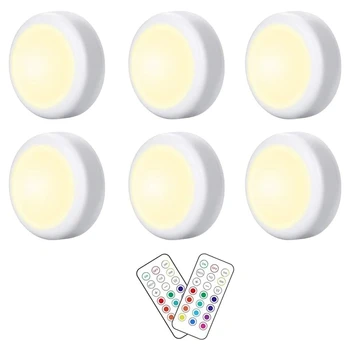 

16Colors LED Puck Lightings Battery Powered Dimmable Under Cabinet Lights Wireless Under Counter Lights Mini Night Light
