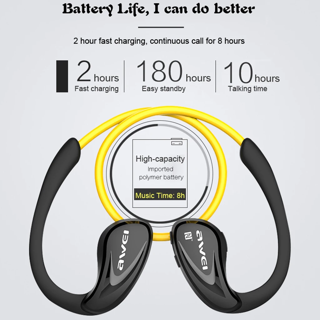 Awei A880BL Bass Earphone Headphone Wireless Bluetooth 4.0 Sport Headset