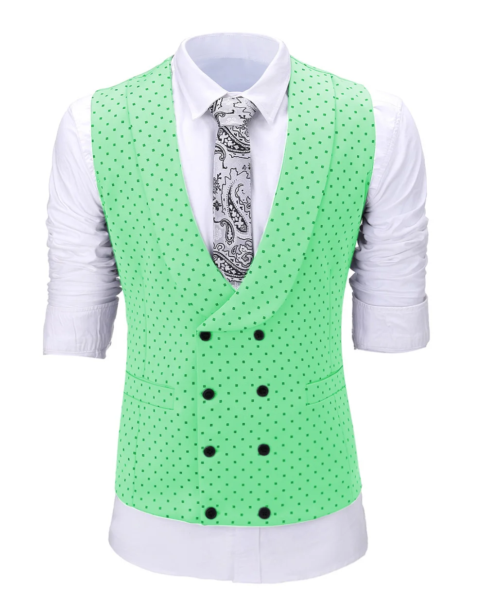 Mint Green Повседневное Для Мужчин's цвета: золотистый, серебристый серый Slim Fit 3 предмета для выпускного вечера розовый смокинг для мальчиков точка насыщенный бордовый Бизнес костюмный жилет для Свадебные, для жениха жилет - Цвет: Mint Green