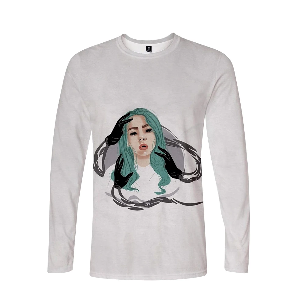 Поступление Billie Eilish 3D футболка для женщин и мужчин, футболки с длинным рукавом для девочек, Повседневная футболка Billie Eilish, футболки размера плюс, весенний Топ