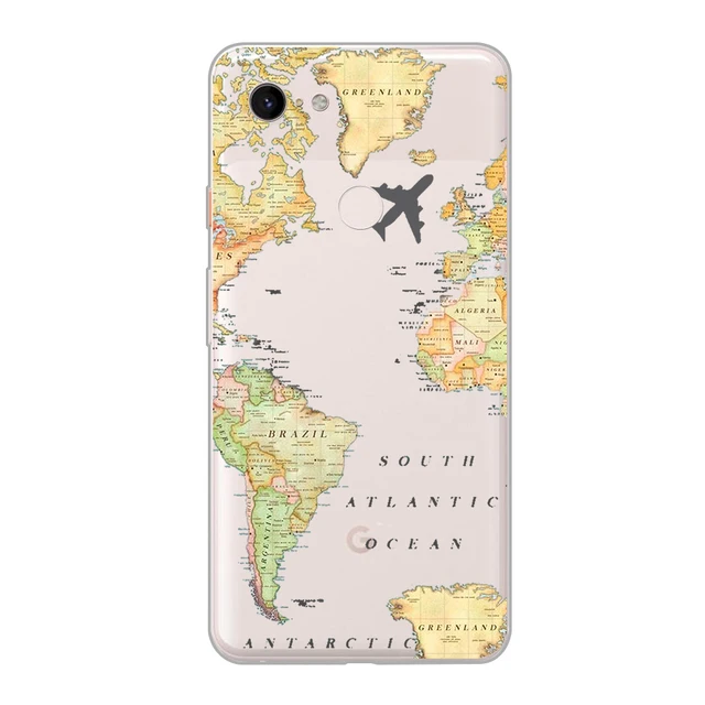 ciciber Funda Case for Google Pixel 5 4 3 2 XL Luxury Map Wanderlust Fashion Vogue Soft Silicone for Google Pixel 4a 3a XL Coque W2262
