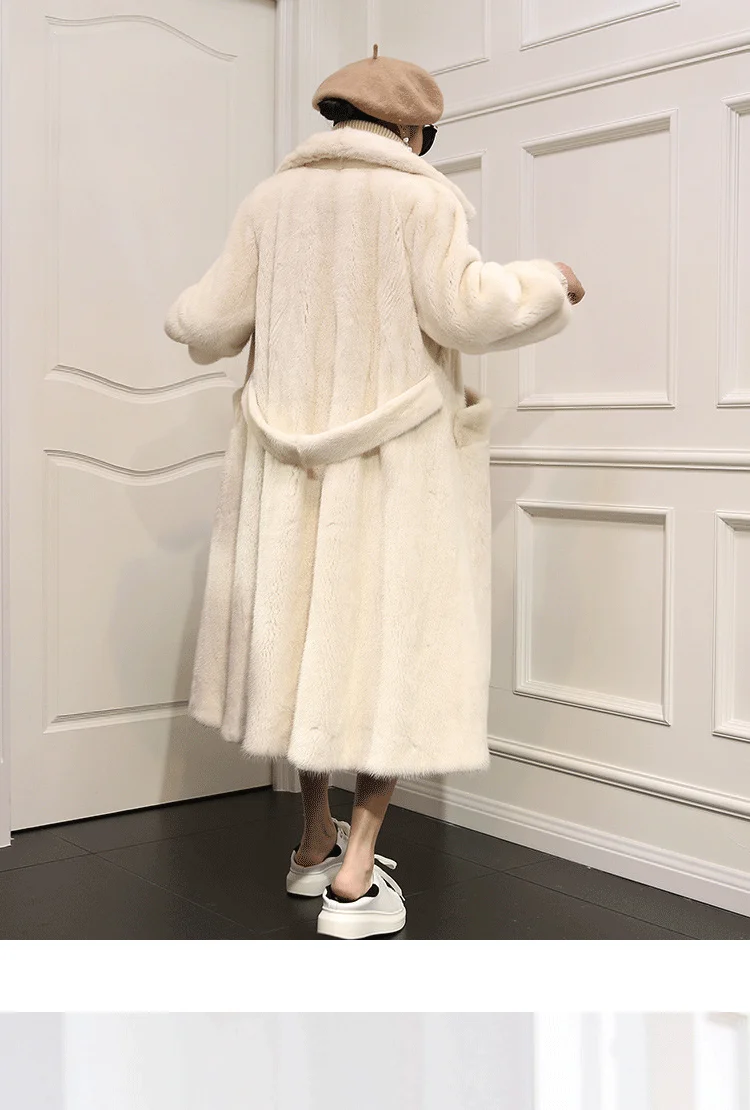 Зимняя Новая меховая Верхняя одежда Женская мода плюс размер однотонное длинное меховое пальто Высококачественная теплая норковая Меховая куртка пальто Женская парка G1264
