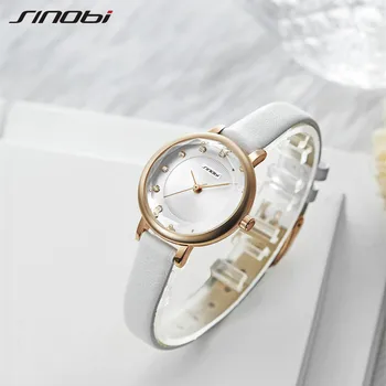 

SINOBI SK Women's Watches Luxury Ladies Watch Leather Watches For Women Top Fashion Bayan Kol Saati Diamond Reloj Mujer 2019
