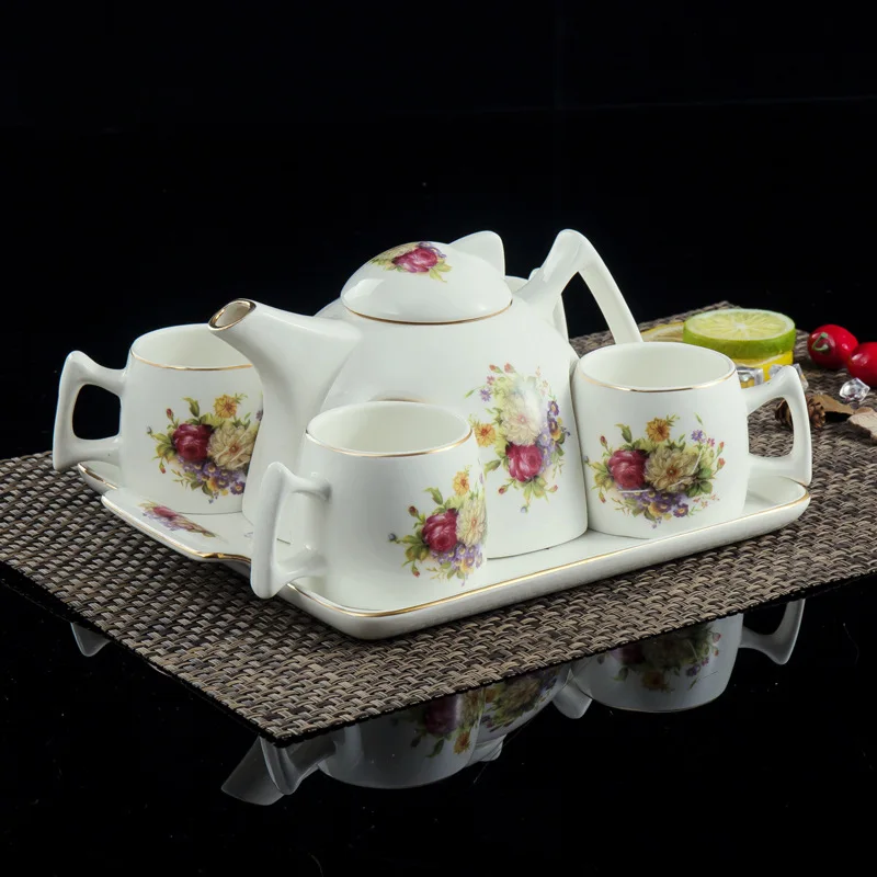  Home Kitchen Decoration Accessories Colorful Ceramic Coffee Cups and Coffeepot Teapots Tea Cup Set  - 4000125108723