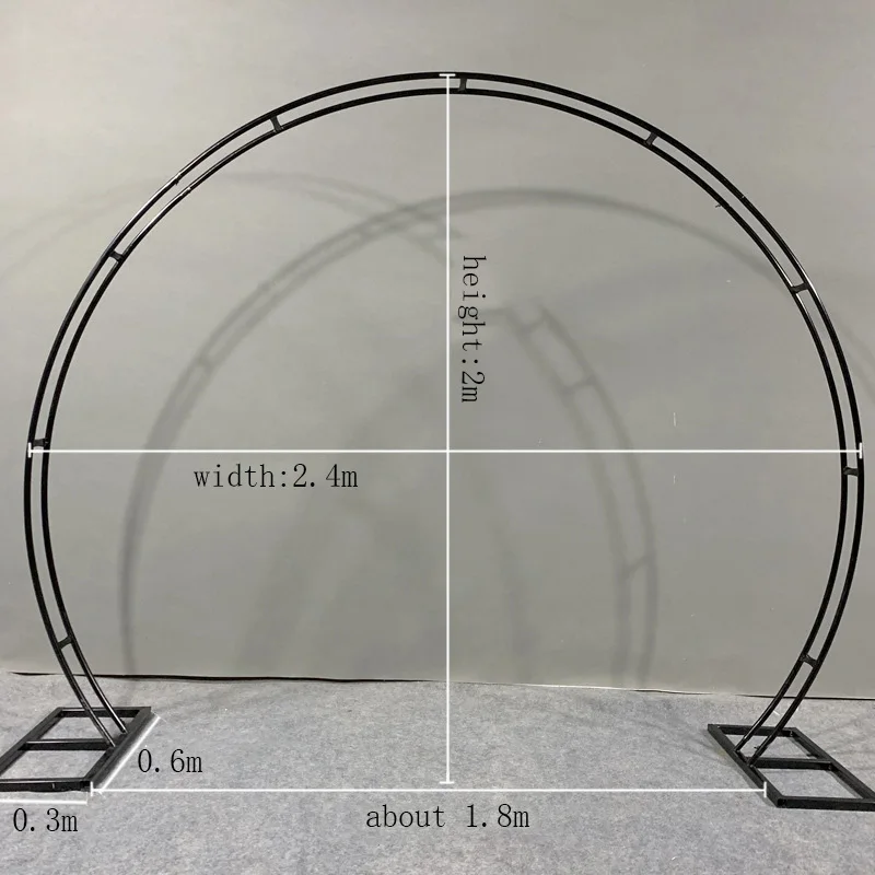 Открытый Блестящий Фон для фотосессии железный Стенд Арка реквизит двойное круглое кольцо железная Арка Рамка декоративная Цветочная Арка украшение двери - Цвет: black