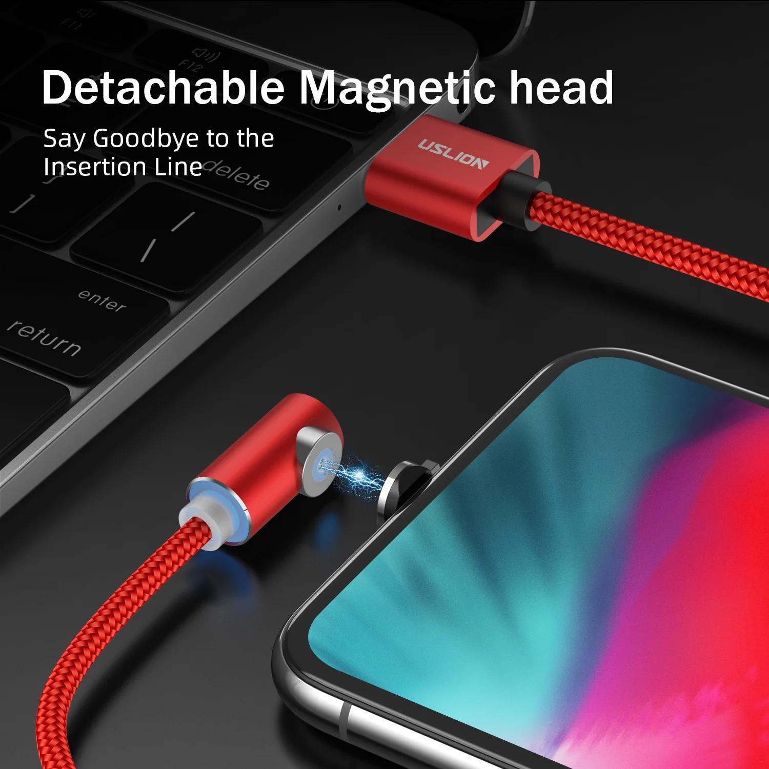USLION магнитное зарядное устройство type C USB кабель для samsung S9 Магнитный кабель для iPhone Micro USB кабель Быстрая зарядка USB C кабель