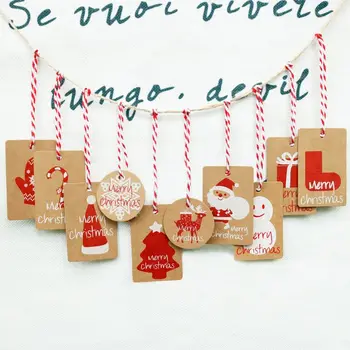 

Paper Tags Hang Labels with Snowflake/Christmas Tree/Elk/Santa/Gingerbread Man/Jingle Bell Patterns for Xmas Gift Wrap Tags