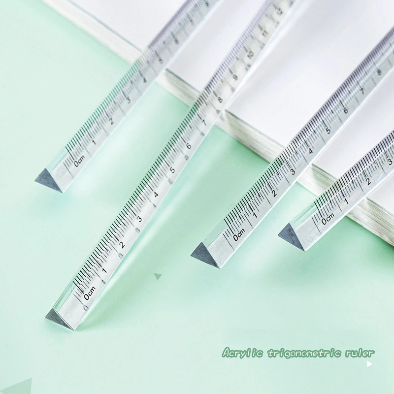 

15cm Acrylic Three Edges Straight Ruler Transparent Clear Scale for Drawing Measure Office School Student Supplies A6690
